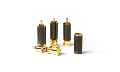 TCI True-Plug™ Black CF Gold plated Locking RCA (4 szt.)