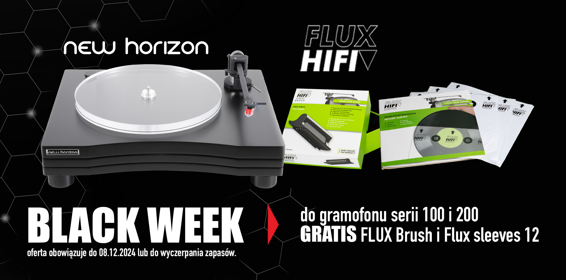 New Horizon: do gramofonu serii 100 i 200 gratis FLUX Brush i FLUX Sleeves 12